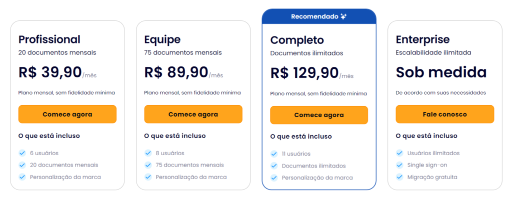 zapsign planos preços